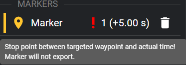 Event Marker sidebar showing error